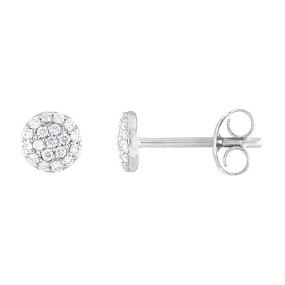 Diamond Cluster Earrings, 0.45 Carat on Solid 18k White Gold