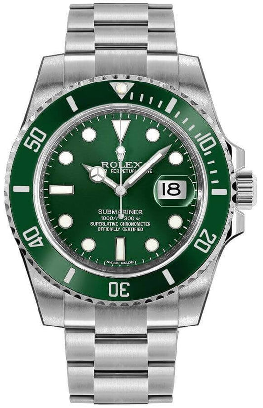 Rolex Submariner Date Hulk Oystersteel Green Dial Men's Watch 116610LV-0002