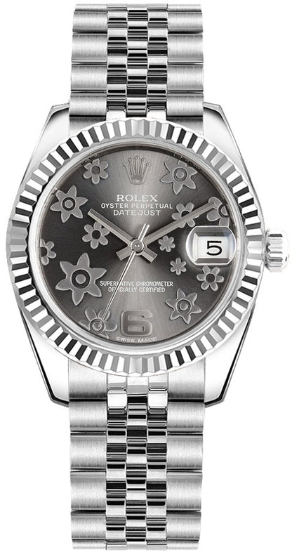 Rolex Datejust 31 Rhodium Floral Motif Dial Watch 178274-0092