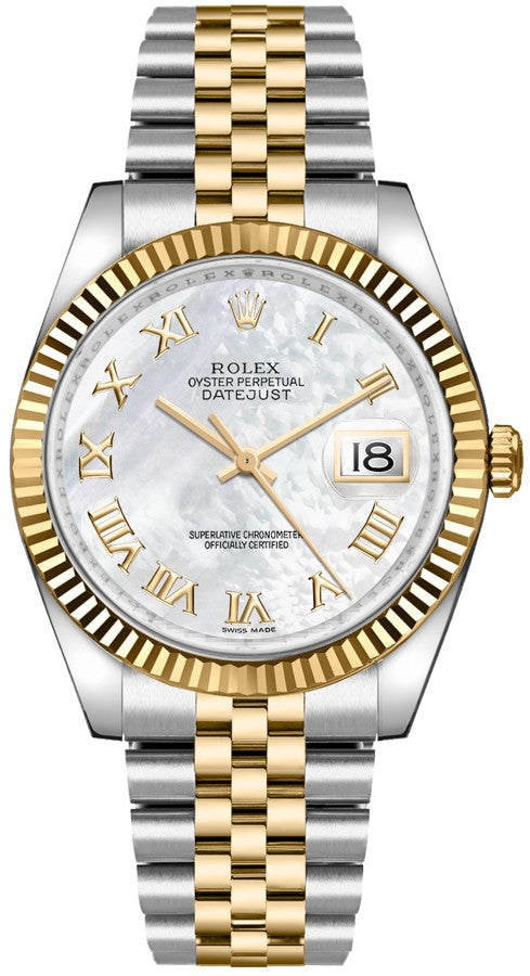 Rolex Datejust 36 Mother of Pearl Roman Numeral Watch 116233-0203