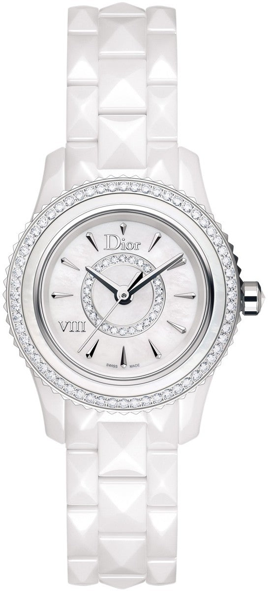 Christian Dior VIII White Pearl & Diamond Dial Women's Watch CD1221E6C001