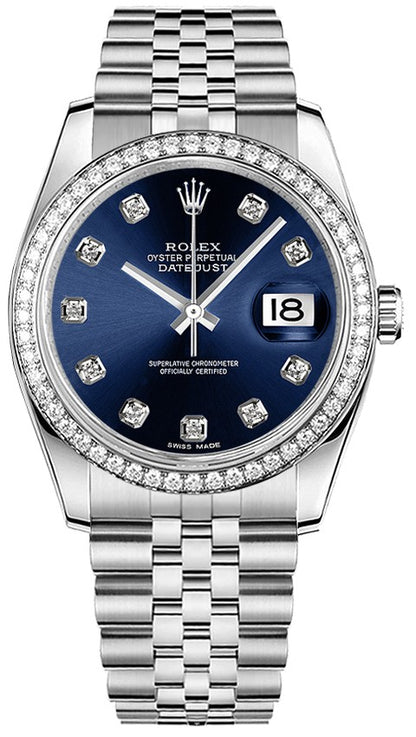 Rolex Datejust 36 Blue Diamond Jubilee Bracelet Watch 116244