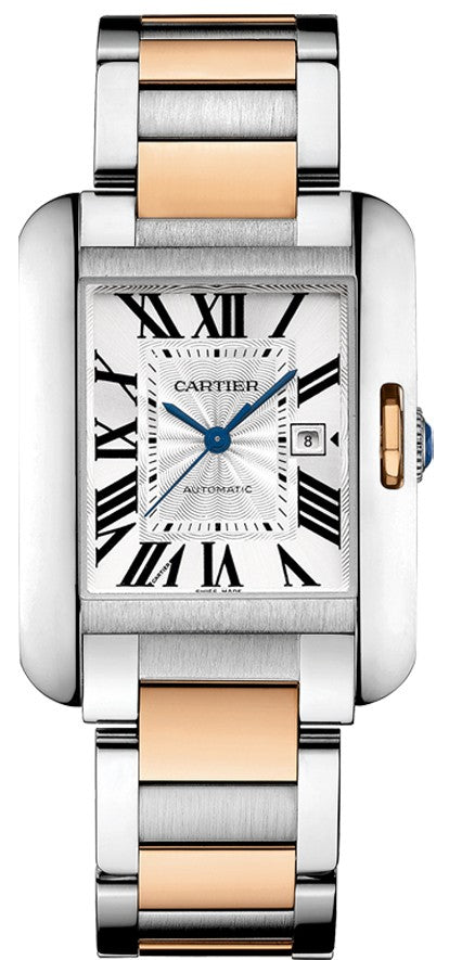 Cartier Tank Anglaise Solid 18k Rose Gold & Steel Luxury Watch W5310006