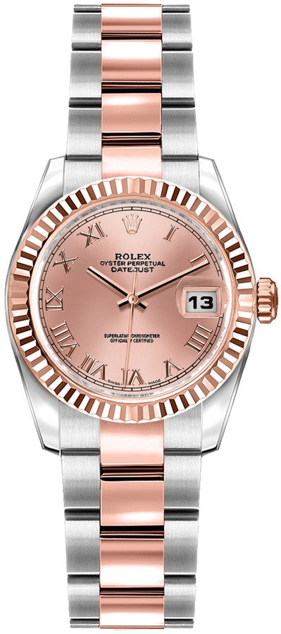 Rolex Lady-Datejust 26 Pink Roman Numeral Dial Watch 179171