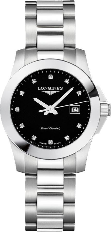 Longines Conquest Black Dial Steel Women's Watch L3.376.4.57.6