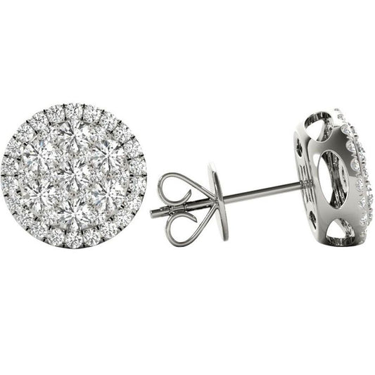 1.19 TCW White Gold Diamond Halo Pave Earrings E20218W