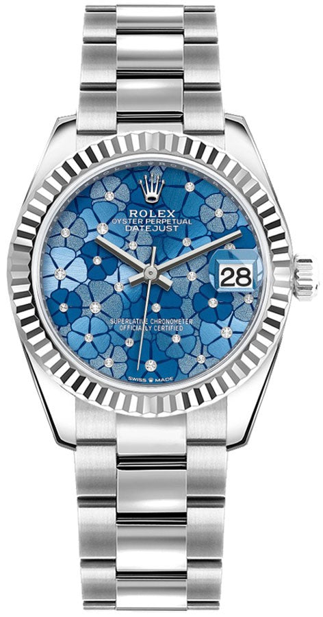 Rolex Datejust 31 Azzurro Blue Floral Motif Dial Women's Watch 278274-0035