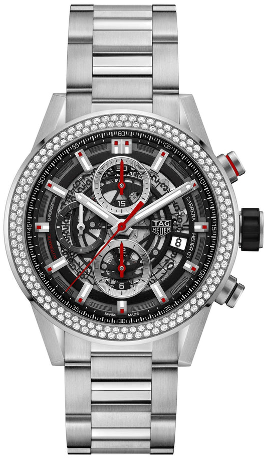 Tag Heuer Carrera Skeleton Black Dial Diamonds Men's Watch CAR201P.BA0766