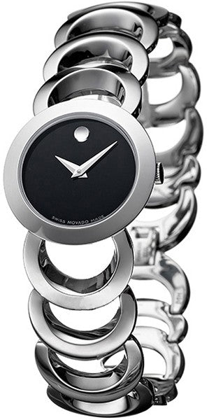 Movado Rondiro Stainless Steel Black Dial Women's Watch 0605499