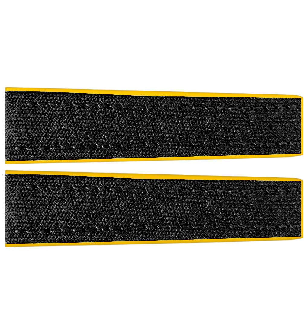 Breitling 22mm Black Fabric Strap with Yellow Rubber Inner Lining 284S