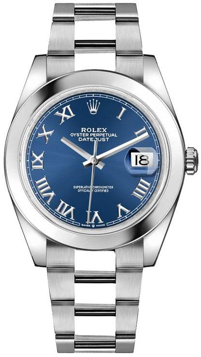 Rolex Datejust 41 Blue Roman Numeral Dial Men's Watch 126300-0017