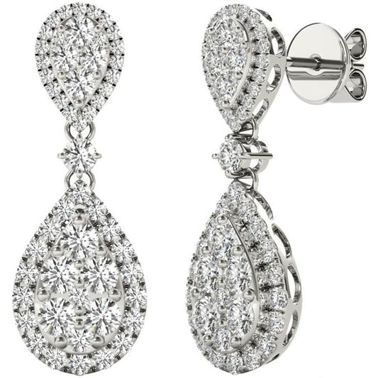 Diamond Earrings, 1.70 Carat Diamonds on Solid 18k White Gold E21971W