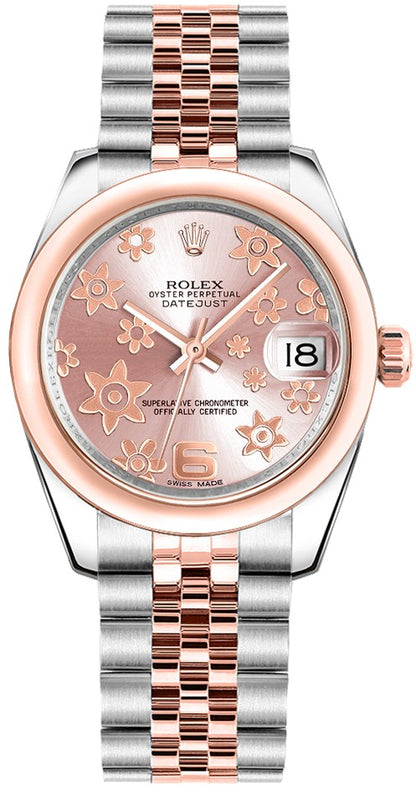 Rolex Datejust 31 Pink Floral Motif Dial Watch 178241-0069