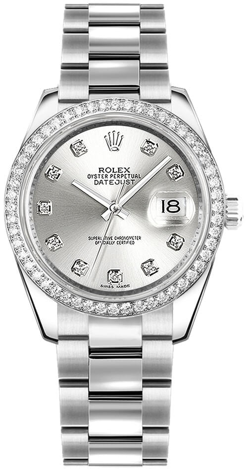 Rolex Datejust 31 Silver Diamond Oyster Bracelet Watch 178384-0017