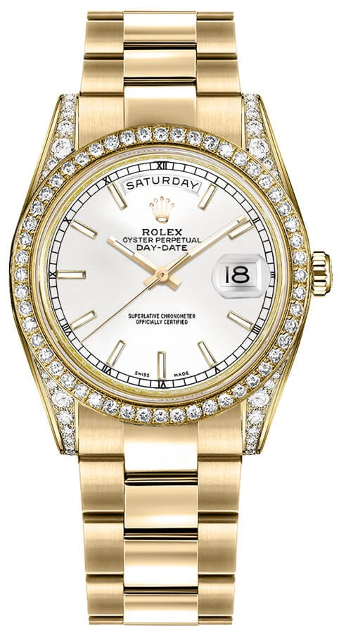 Rolex Day-Date 36 White Dial Solid Gold Watch 118388-0187