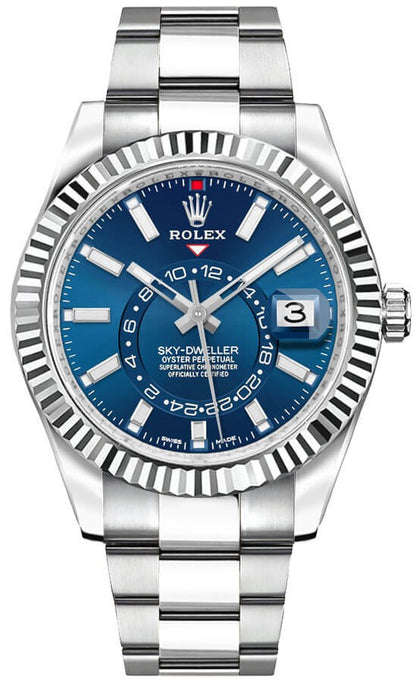 Rolex Sky-Dweller Fluted Bezel Oystersteel Men's Watch 326934-0003