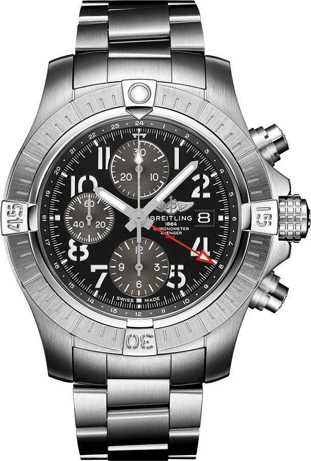 Breitling Avenger Chronograph GMT 45 Black Dial Men's Watch A24315101B1A1