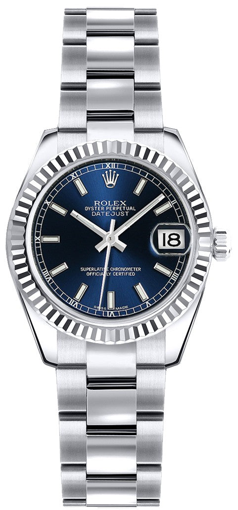 Rolex Lady-Datejust 26 Blue Dial Oyster Bracelet Watch 179179