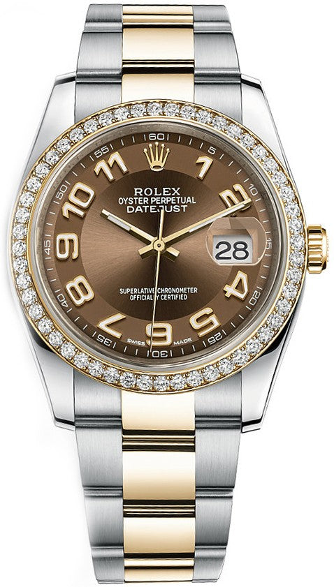 Rolex Datejust 36 Bronze Dial Diamond Bezel Watch 116243-0076