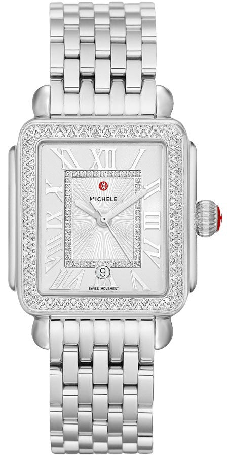 Michele Deco Madison Sunray Silver Dial & Diamond Women's Luxury Watch MWW06T000163