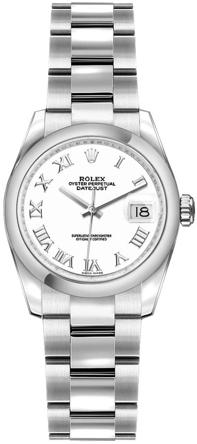 Rolex Lady-Datejust 26 Oyster Bracelet White Dial Watch 179160