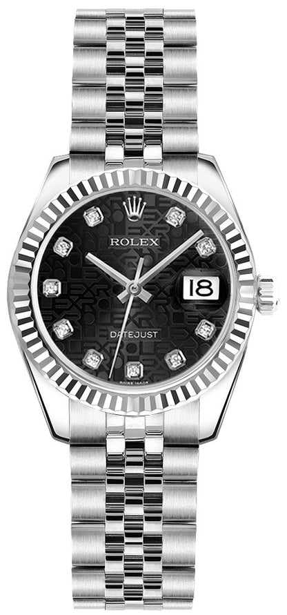 Rolex Lady-Datejust 26 Black Jubilee Dial Oystersteel Women's Watch 179174