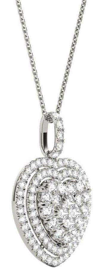 Diamond Heart Pendant, .90 Carat on Solid 18k White Gold P20247W