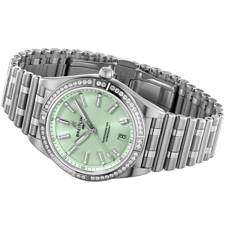 Breitling Chronomat Automatic 36 Mint Green Dial Watch A10380591L1A1