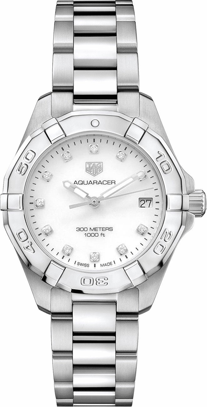 Tag Heuer Aquaracer White Pearl & Diamond Dial Women's Watch WBD1314.BA0740