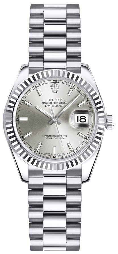 Rolex Lady-Datejust 26 Silver Dial President Bracelet Watch 179179