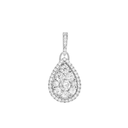 Eye Drop Diamond Pendant, 0.99 Carat on Solid 16k White Gold PSV233W