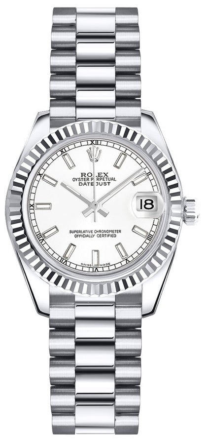 Rolex Lady-Datejust 26 President Bracelet White Dial Watch 179179