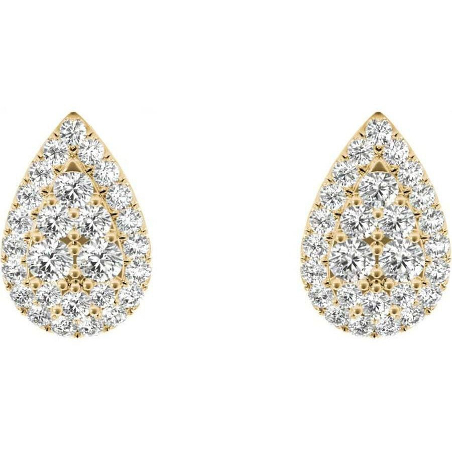 .33 TCW Yellow Gold Diamond Halo Pave Earrings E20238Y