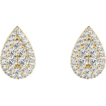 .33 TCW Yellow Gold Diamond Halo Pave Earrings E20238Y