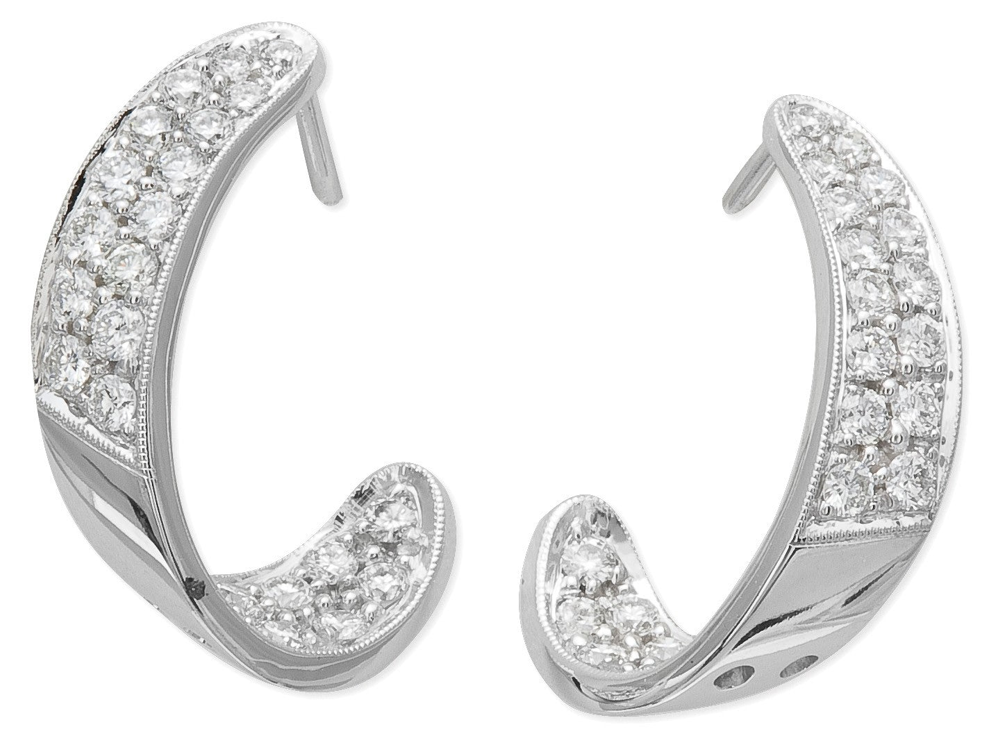 Diamond Earrings, .77 Carat Diamonds on 14K White Gold