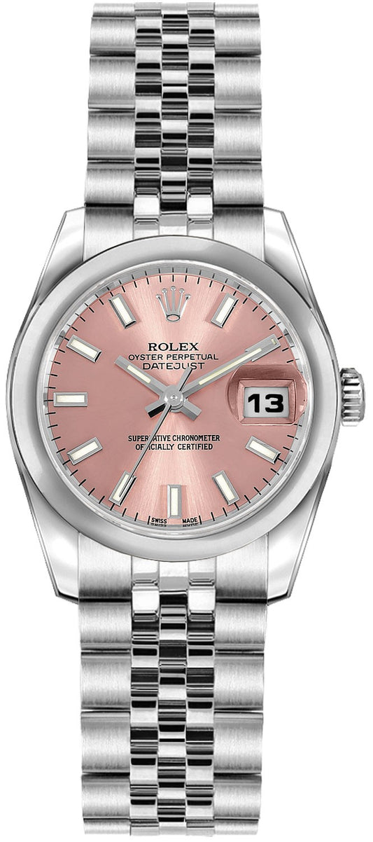 Rolex Lady-Datejust 26 Stainless Steel Pink Dial Women's Watch 179160