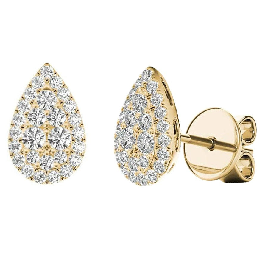 .33 TCW Yellow Gold Diamond Halo Pave Earrings E20238Y