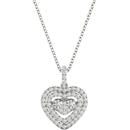 Fluttering Diamond Heart Pendant on White Gold