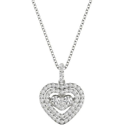 Fluttering Diamond Heart Pendant on White Gold