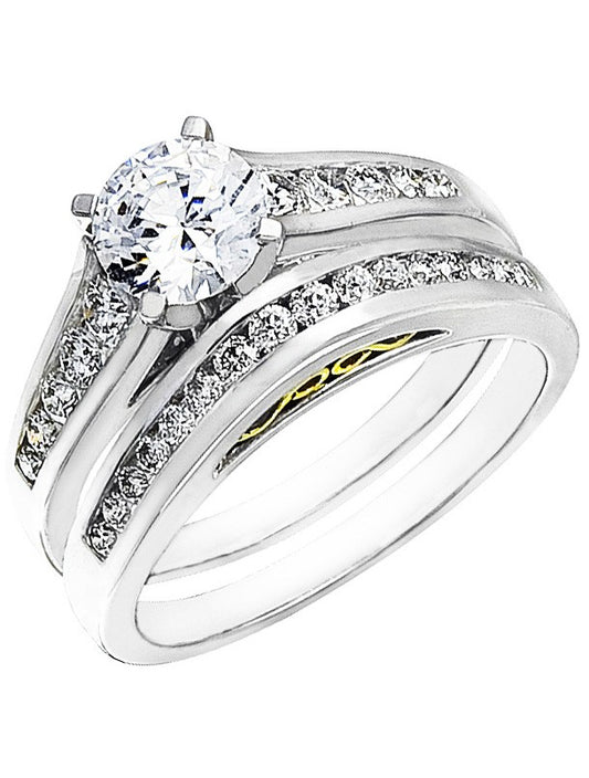 Diamond Wedding Ring Set, .58 Carat Diamonds on 14k White Gold RWG118