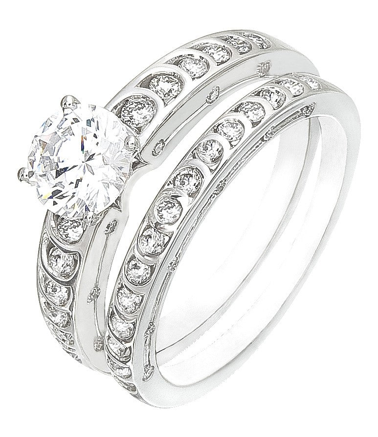 Women's Diamond Wedding Ring Set, .50 Carat Diamonds on 14k White Gold RWG329