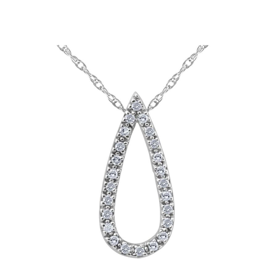 Diamond Pear Pendant, 0.25 Carat on Solid 10k White Gold