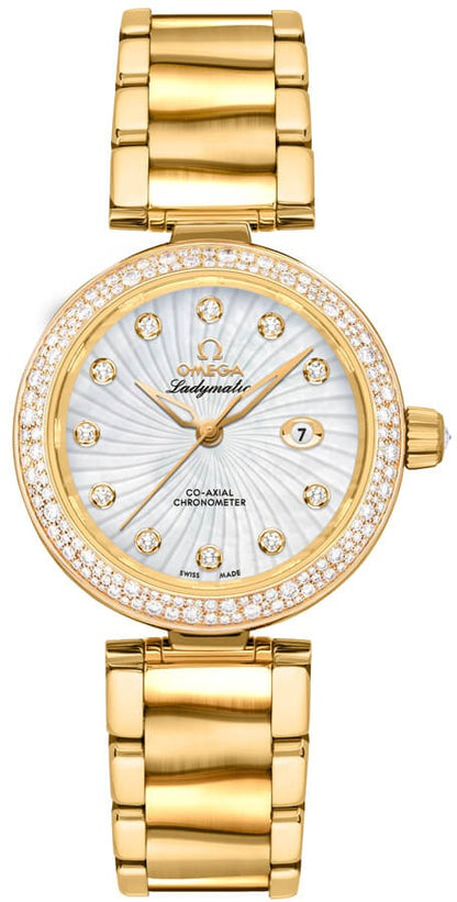 Omega De Ville Ladymatic Solid 18k Yellow Gold Diamond Women's Watch 425.65.34.20.55.004