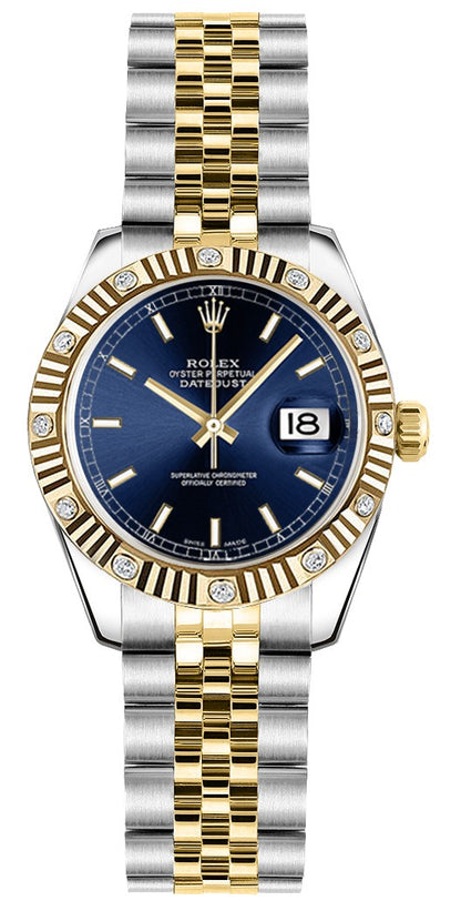 Rolex Lady-Datejust 26 Blue Dial Gold & Steel Women's Watch 179313