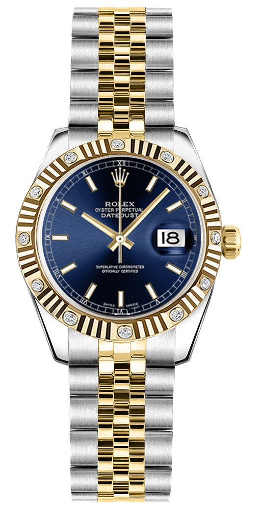 Rolex Lady-Datejust 26 Blue Dial Gold & Steel Women's Watch 179313