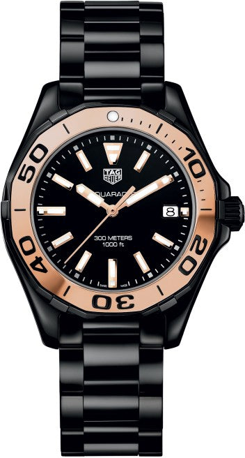 Tag Heuer Aquaracer 300M Black & Rose Gold Ladies Watch WAY1355.BH0716