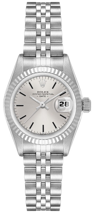 Rolex Lady-Datejust 26 18k White Gold Fluted Bezel Women's Watch 6917