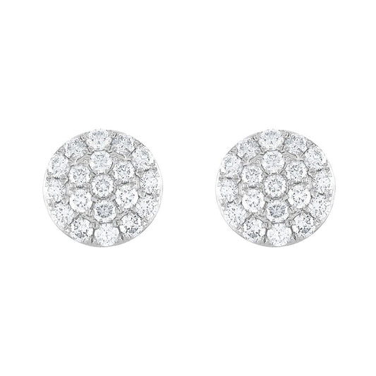 Diamond Cluster Earrings, 1.10 Carat on Solid 18k White Gold