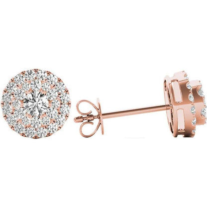 .65 TCW Rose Gold Diamond Halo Pave Earrings E20234R