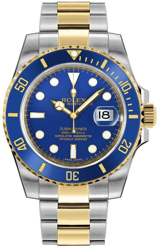 Rolex Submariner Date Two Tone Blue Dial Men's Watch 116613LB-0005